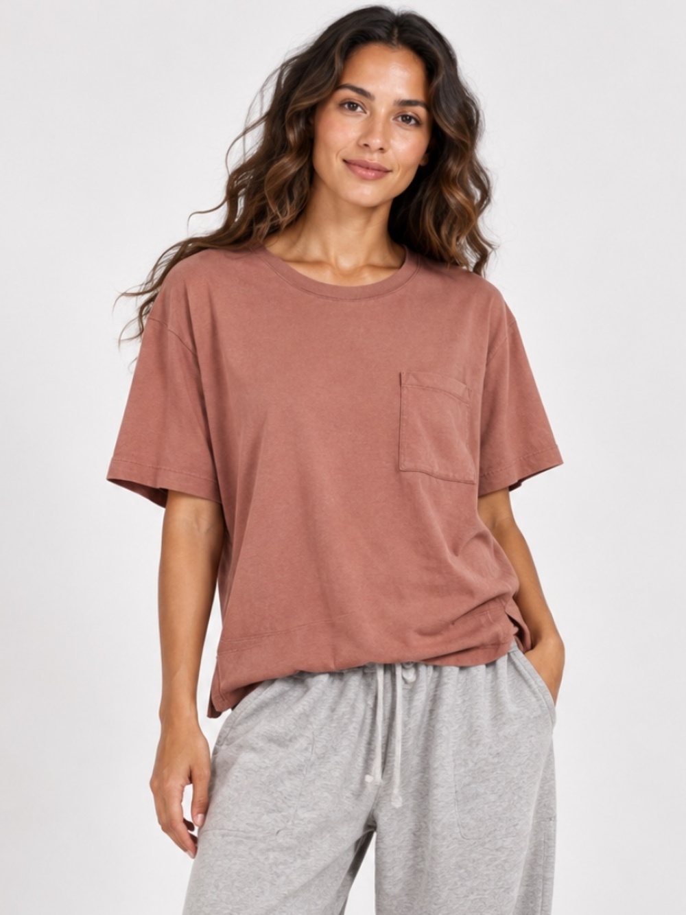 Soma Short Sleeve Pocket Tee - Dusty Rose Pink